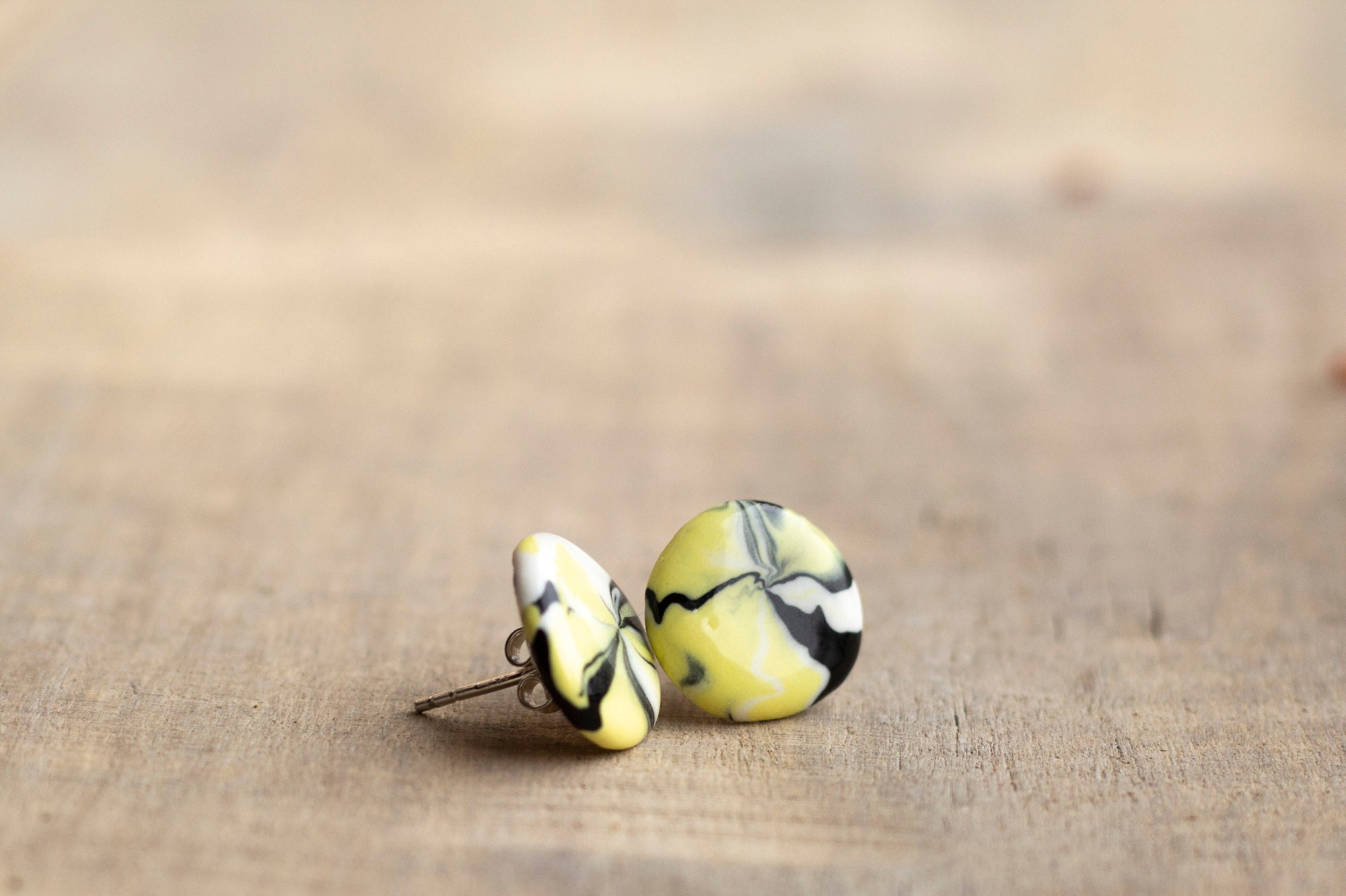 Yellow Porcelain Stud Earrings Coloured Porcelain Earrings Etsy UK
