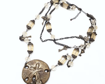 Sand Dollar Brass Tiered Necklace