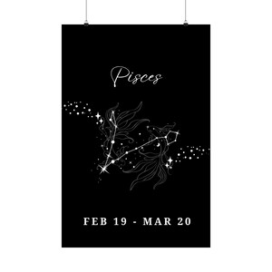 Pisces Zodiac Poster, Zodiac Wall Art, Pisces Zodiac Wall Decor Posters