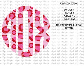 Pink-Red Camo | Monogram | Font Collection | Digital Download