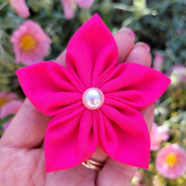 Cerise/Fuschia Pink Hair Flower, Bright Pink Flower Hair Bobble, Hair Clip, Pink Star Hair Accessory [CORALINE]