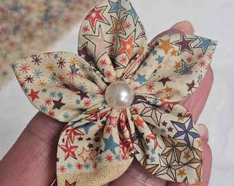 Handmade Liberty Flower Hair Clip or Hair Bobble or Brooch, Tana Lawn Adelajda Liberty of London Fabric Kanzashi Flower (Adel)