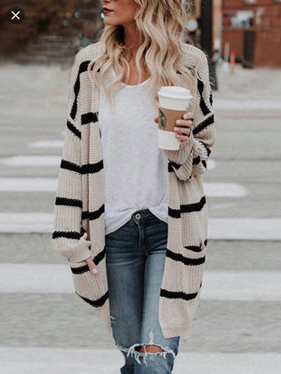 striped cardigan