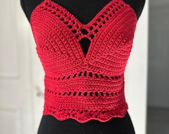 Red Hot Crocheted Crop Top
