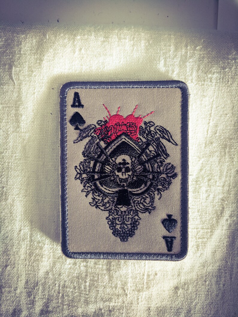 ACE of SPADES Vietnam death Card Biker Skull card Morale Patch Etsy