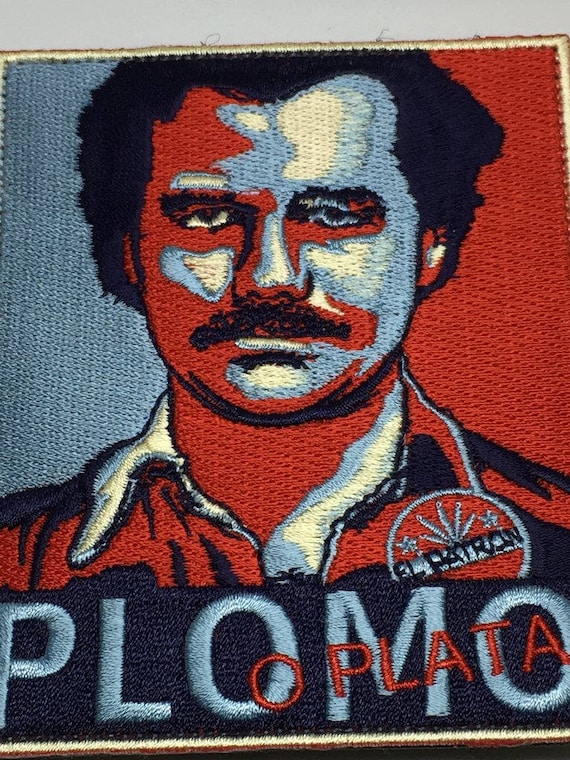 PLOMO O PLATA Narcos Quote inspired poster Morale Patch Silver or Bullet Ne...