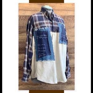 Plus Size 1XL/2XL plaid suede winter oversized women’s upcycled tunic