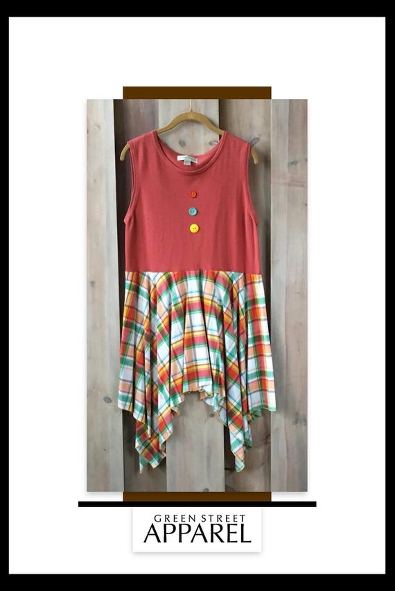 Summer Tunic, Upcycled Clothing, Vacation Wear, Festival Wear, Tank Tunic