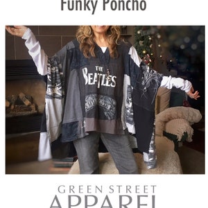 Custom Poncho From YOUR Tribute or Travel T-shirts| Funky Poncho | T-shirt Poncho | Tribute Poncho | Upcycled Clothing | EXAMPLE ONLY!!