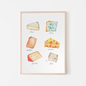 Impressão de queijo | Aquarela | Arte na cozinha | Arte Alimentar | Caligrafia Moderna | impressão de cozinha | aquarela de queijo | decoração para casa | download digital