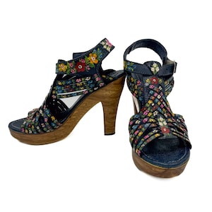 Mexican leather shoes, Chiapas leather shoes, Mexican platform heel shoes, Mexican leather heel shoes, Mexican leather sandal