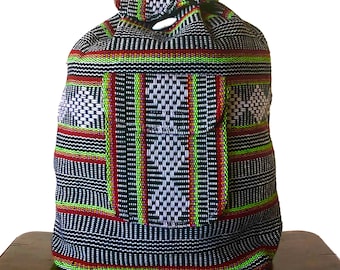 Mochila mexicana tejida a mano, bolso artesanal de tela sarape