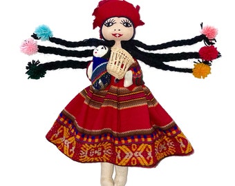 Vintage Peruvian Cholita Cloth Doll with Babies