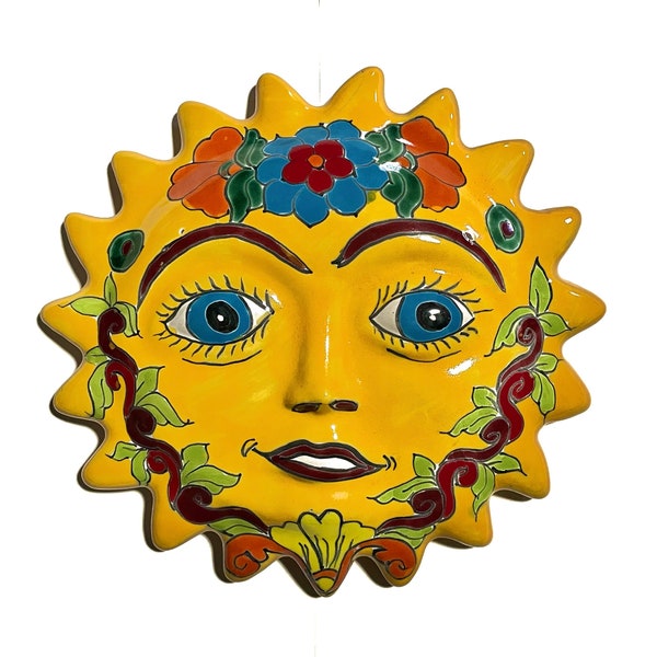 Talavera Sun Face, Vintage Mexican Sun Face, Ceramic Sun Face