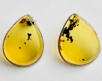 Mexican Earrings - Mexican Stud Earrings - Mexican  Amber Earrings (Natural Chiapas Mexico Amber)