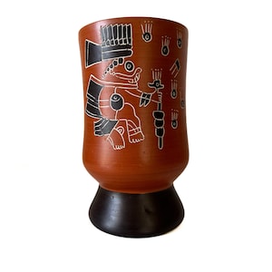 Vintage Mayan Pottery, Mayan Vase, Aztec Vase, Mexican Pottery, Terracotta Pottery,Mexican Vase