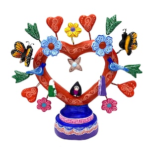 vintage Mexican candelabra, Mexican tree of life, Mexican folk art, Mexican pottery