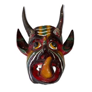 Mexican Devil Mask, Mexican Wood Mask, Ocumicho Folk Art, Mascara de Diablo