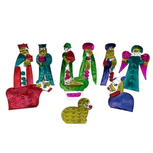Vintage Mexican Tin Nativity Set, Tin Nativity Scene, Mexican Nativity