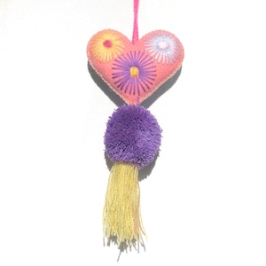 Mexican heart tassels - Mexican Purse Tassels - Mexican Ornament - Mexican Christmas Ornament