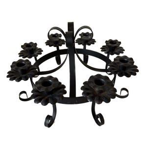 Vintage Iron Candelabra, Gothic Candelabra, Spanish Colonial Candelabra, Wrought Iron Floral Candelabra