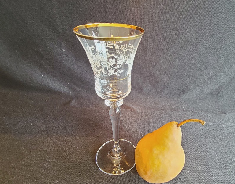 Mikasa Antique Lace Wine Glass 85/8 Gold Rim Etched Etsy