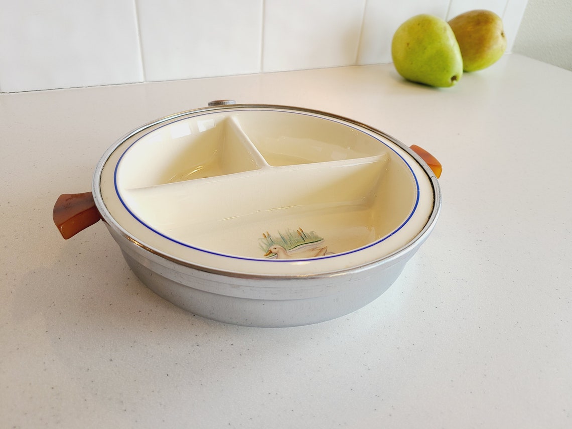 Excello Chromium Divided Baby Dish Food Warmer Bowl Bakelite Etsy