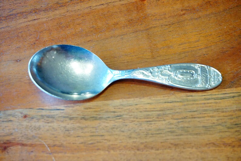 WM Rogers Star Birth Record Baby Spoon in Silver Plate With Stork Embossed Personalized Steven