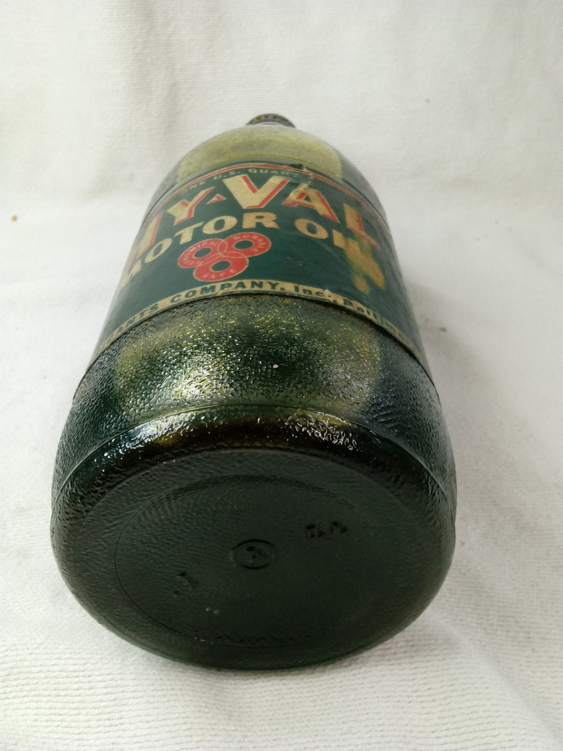 NOS Hy-Val Motor Oil Quart Glass Bottle