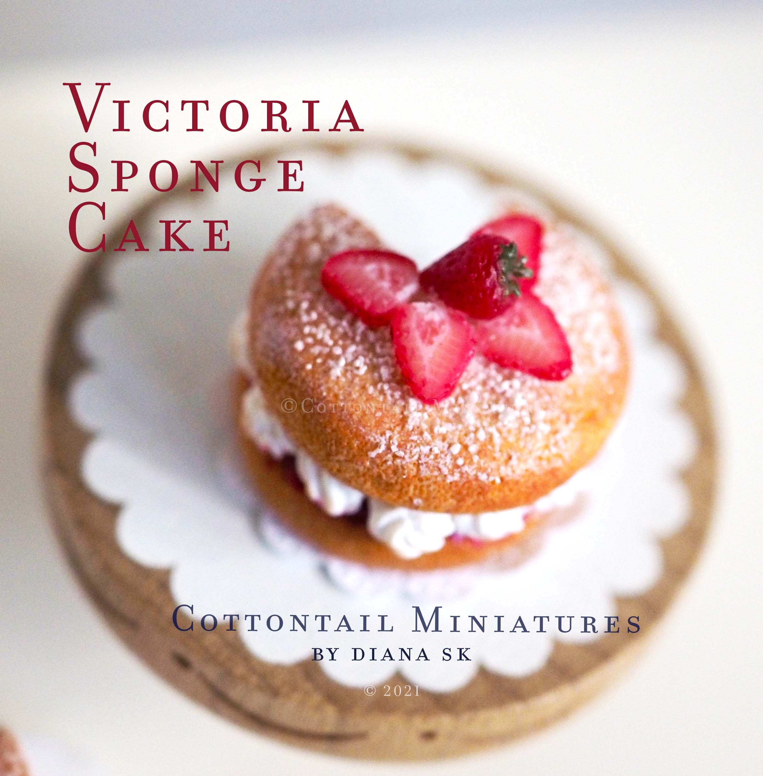 1:12 Puppenhaus Victoria Biskuitporzellan Miniatur Erdbeere Konditorei Café Geburtstag Handgemachtes Geschenk Polymer clay