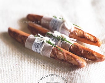 Puppenhaus Handwerker Französisch Baguette Miniatur Brot Bäckerei Küche handgemachte Feinschmecker Brotlaib vom Lande