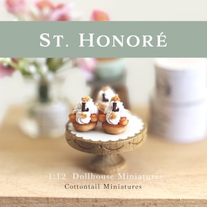 1:12 Dollhouse St. Honoré Pastry French Dessert Handmade Polymer Clay Realistic Miniature Food Bakery Gift France Classic Patisserie