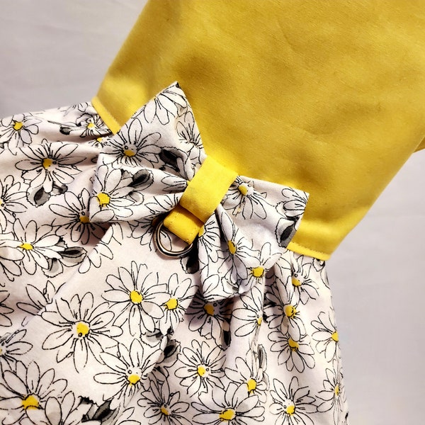 Dog Dress - Spring/Summer, Daisies, Yellow, Cute dog clothes, Pet Fashion