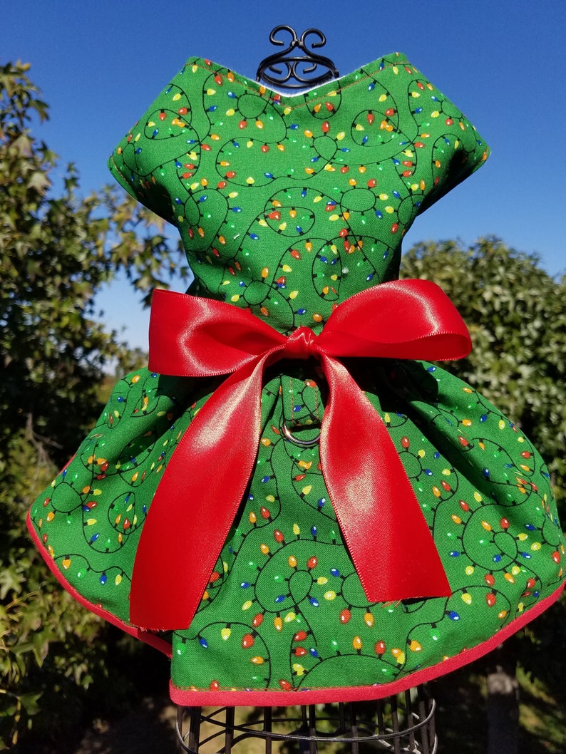 Holiday Dog Dress ~Christmas Lights ~Fancy Dog ~Puppy Dress ~Pet Apparel ~Dog Outfit ~Small Dog ~Cute Dog Clothes ~Christmas Dog Dress