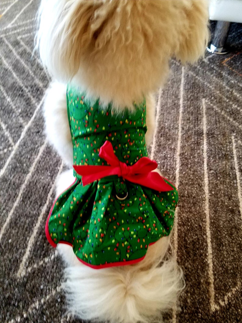 Holiday Dog Dress Christmas Lights Fancy Dog Puppy Dress Etsy