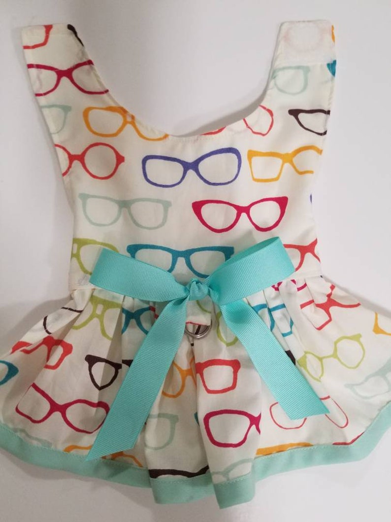 Dog Dress ~Eye Glasses ~Optical ~Puppy Dress ~Pet Apparel ~Cute Dog Clothes ~Beach Dog ~Dog Outfit ~Pretty Dog Dress ~Chic Summer Dog Dress