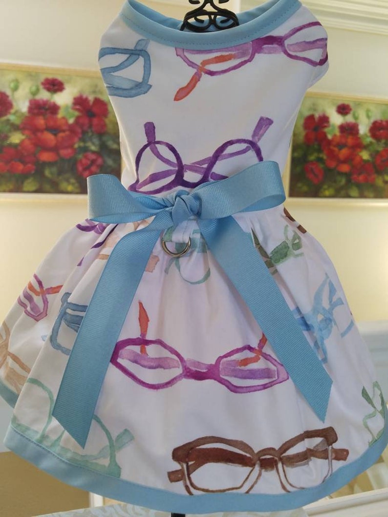 Dog Dress ~Eye Glasses ~Optical ~Puppy Dress ~Pet Apparel ~Cute Dog Clothes ~Beach Dog ~Dog Outfit ~Pretty Dog Dress ~Chic Summer Dog Dress