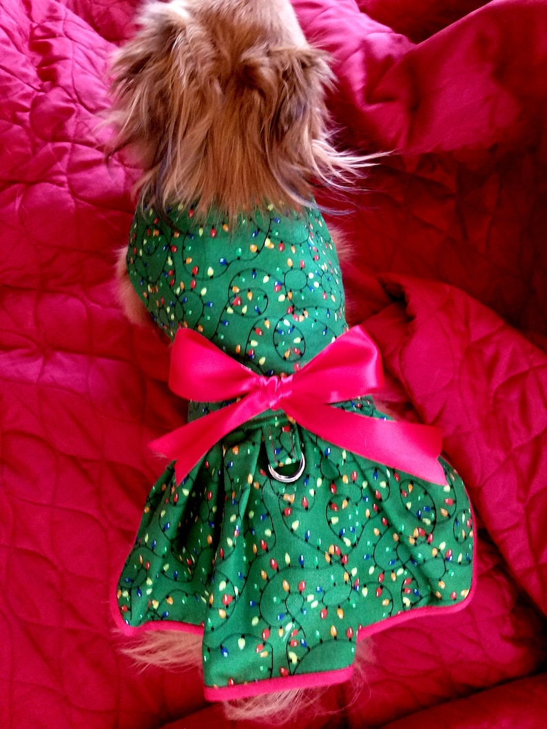 Holiday Dog Dress ~Christmas Lights ~Fancy Dog ~Puppy Dress ~Pet Apparel ~Dog Outfit ~Small Dog ~Cute Dog Clothes ~Christmas Dog Dress
