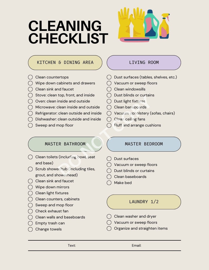 Downloadable Cleaning Checklist for Nannies, Caregivers, Spouses, Housekeepers and More