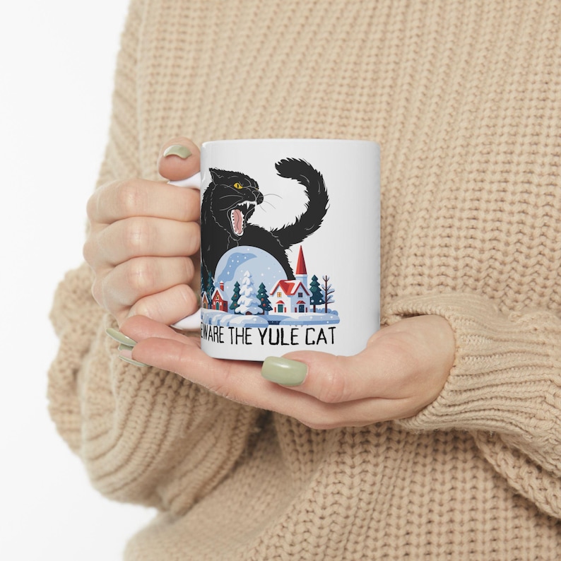 Yule Cat Warning Ceramic Mug, Icelandic Folklore Gift image 10