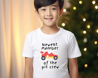 Newest Pit Crew Member Kids Shirt, Racing Family Tee