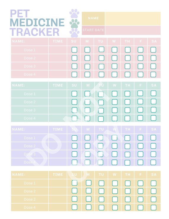 Pet Medication Tracker: Printable Medicine Log (PDF Checklist Template)