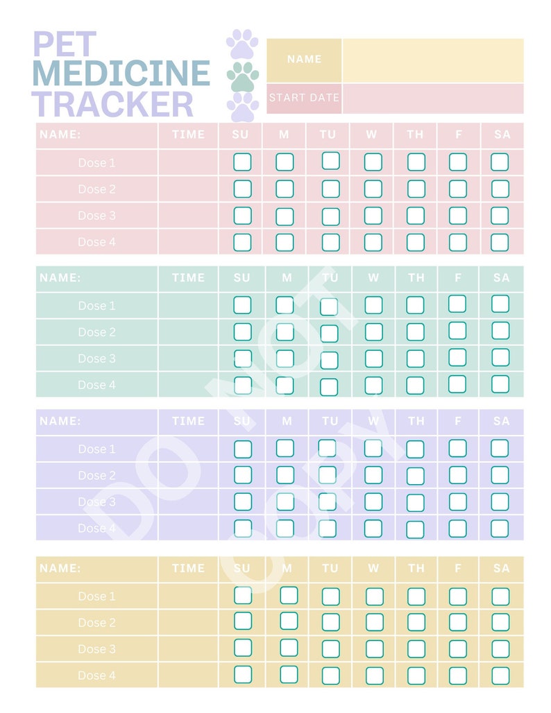 Pet Medication Tracker, Printable Medicine Log for Pet Owners, Editable ...