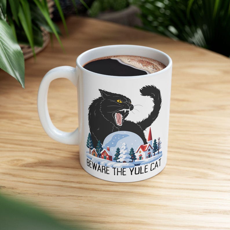 Yule Cat Warning Ceramic Mug, Icelandic Folklore Gift image 8