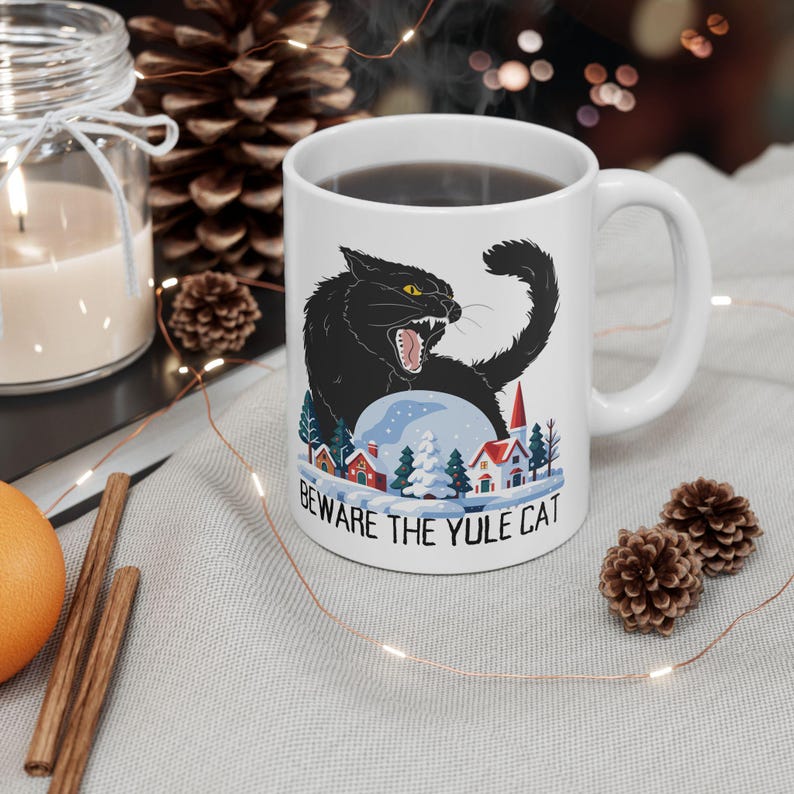 Yule Cat Warning Ceramic Mug, Icelandic Folklore Gift image 4