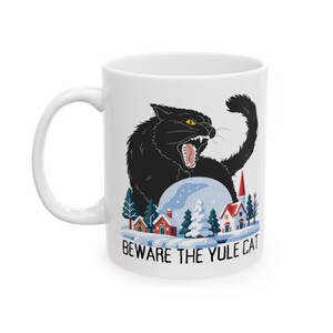 Yule Cat Warning Ceramic Mug, Icelandic Folklore Gift image 2