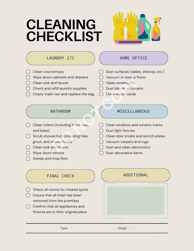 Downloadable Cleaning Checklist for Nannies, Caregivers, Spouses, Housekeepers and More