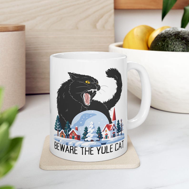 Yule Cat Warning Ceramic Mug, Icelandic Folklore Gift image 7