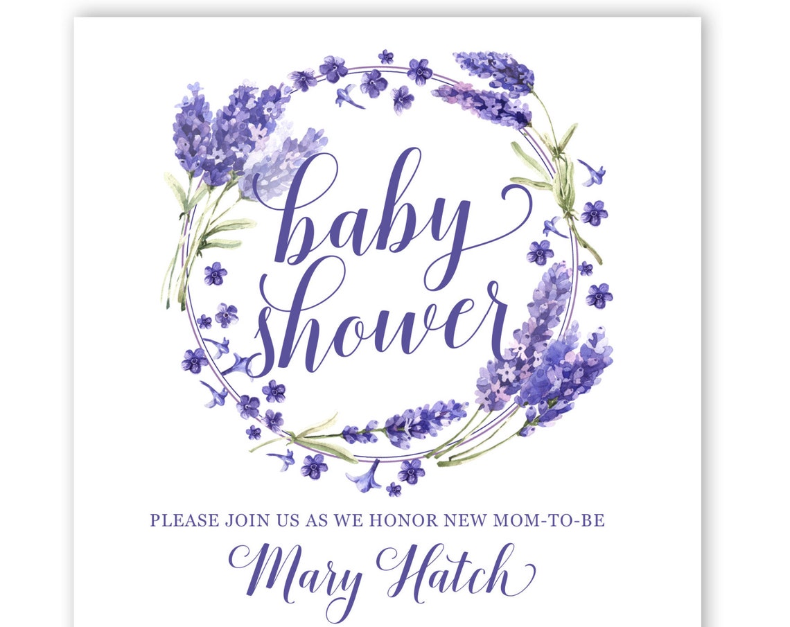 Lavender Baby Shower Invitation Printed or Printable Baby Etsy