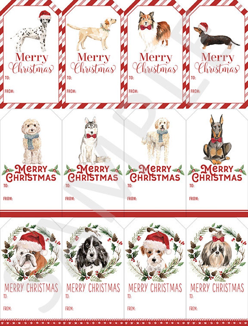 Dog Christmas Gift Tags Printable Christmas Gift Tags - Etsy 日本